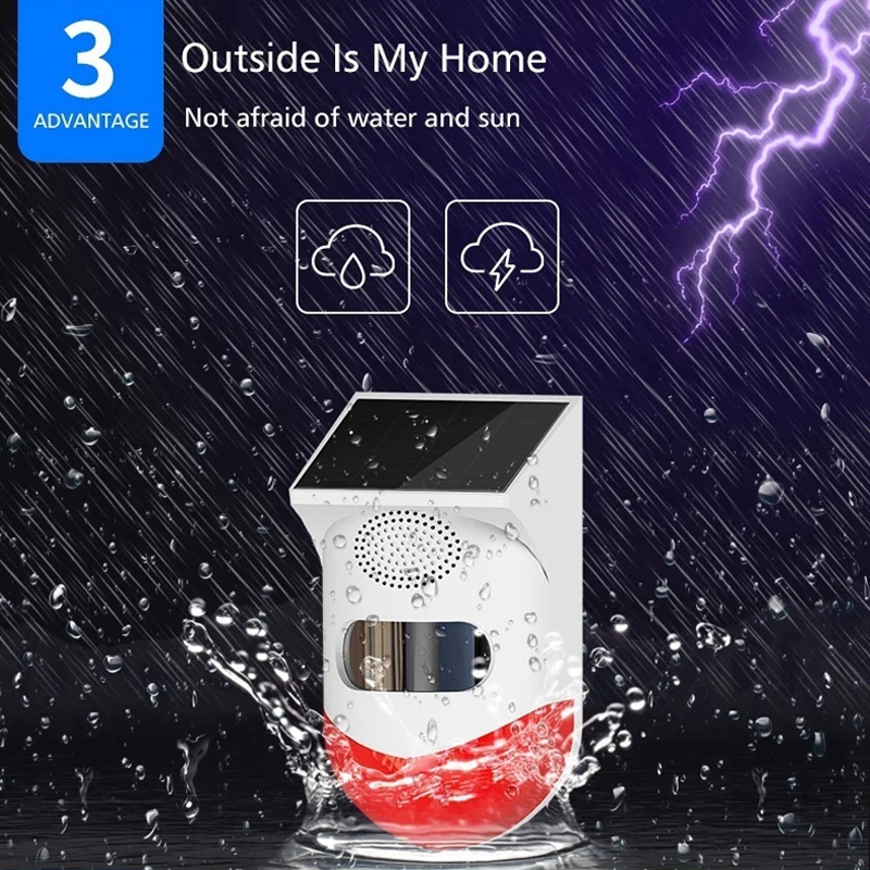 RF433 Motion Sensor Human Outdoor Farm Garden Solar Charge PIR Sensor Security Sound Light Alarm Movement Detector