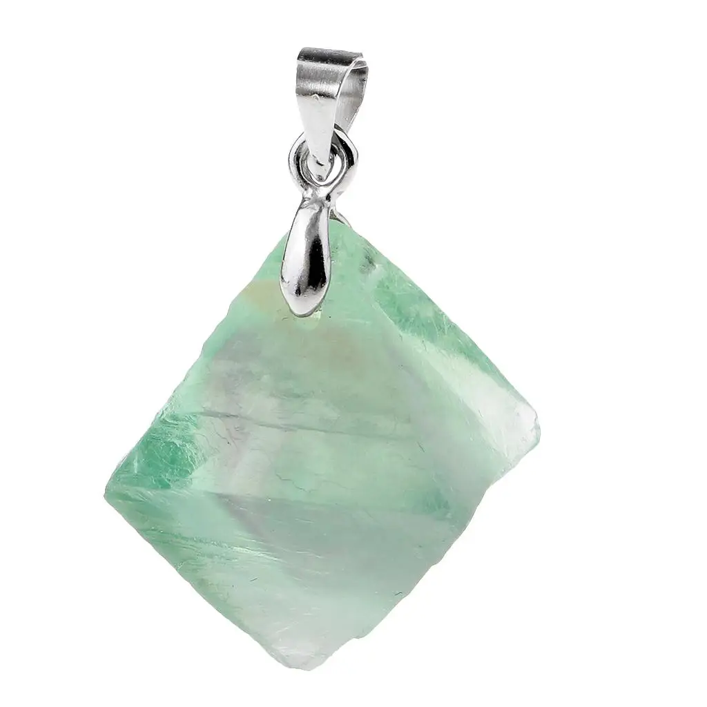 Fluorite Natural Pendant Energy Crystal Necklace Decor DIY Women/Men Jewelry