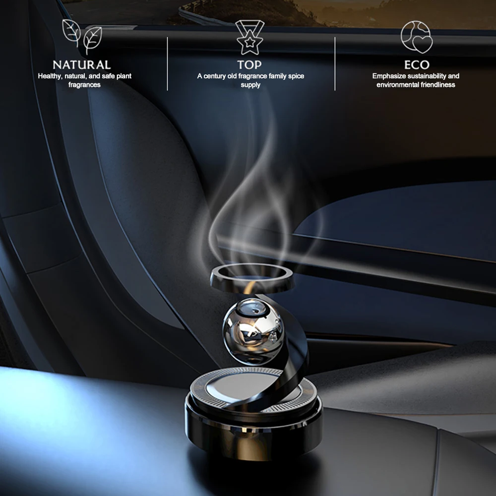 Solar Car Rotating Aromatherapy Perfume Diffuser Levitation Rotating Auto Lasting Fragrance Air Purifier Car Interior Accessorie