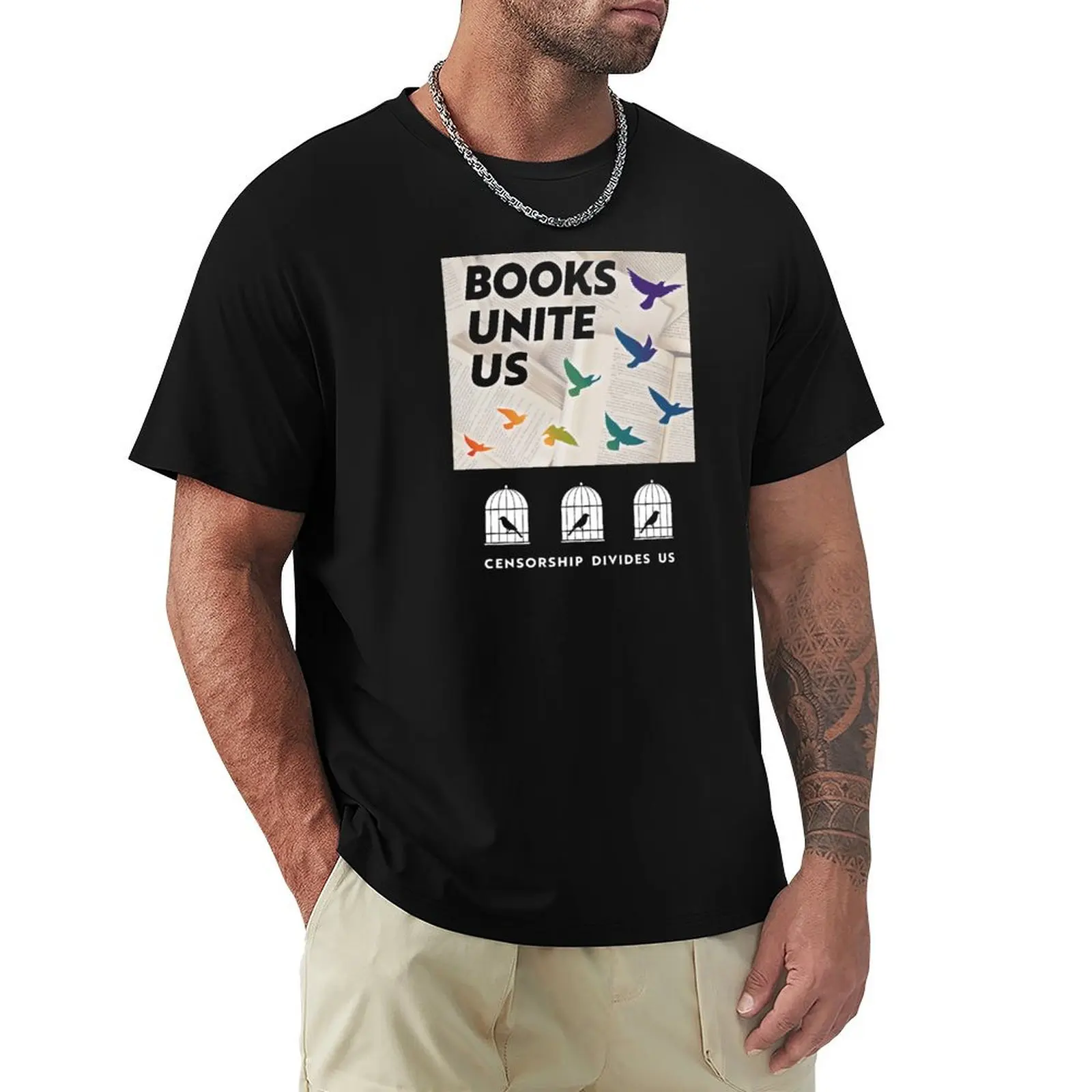 Books Unite Us, Censorship Divides Us T-Shirt vintage summer clothes shirts graphic men clothes