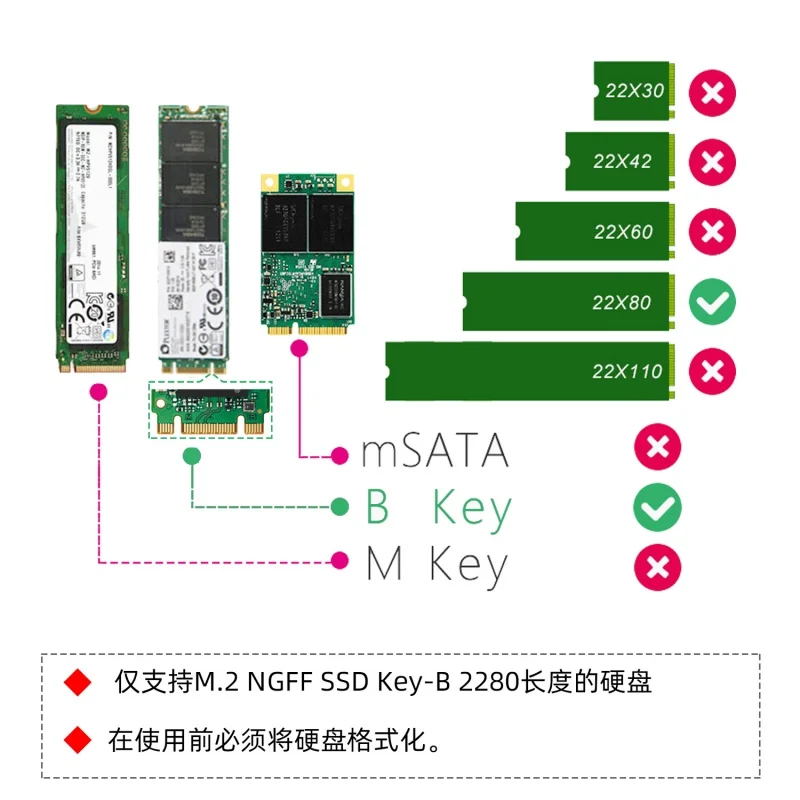 Raspberry Pi 4 M.2 NGFF SATA SSD Key-B NAS Storage Expansion Board x862 V2.0