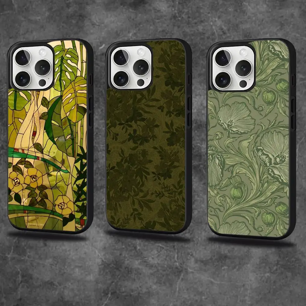

Graffiti Green Rattan Phone Case For iPhone 17,16,15,14,13,12,11,Pro,Max,Plus,Mini,SE4,E Magnetic Magsafe Wireless Charging