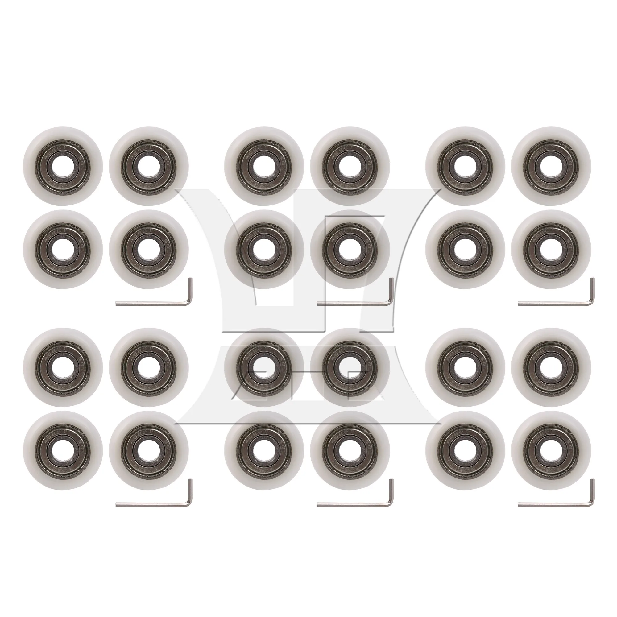 

CNBTR 24 шт. белый подшипник стальной направляющий шкив шарикоподшипник колеса 0,8x3x0,85 см