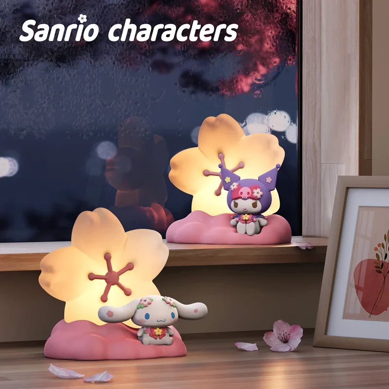 Sanrio Kuromi Night Light Cherry Blossom Season Series Cinnamoroll Sakura Night Lamp Sleep Light Decorations Toys Children Gifts