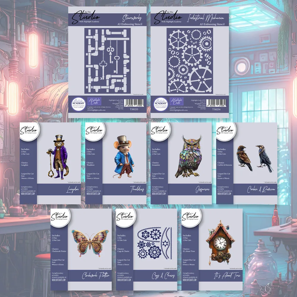 ختم القطع المعدنية لسكرابوكينغ ، رفرفة بالساعة ، كوربين ، وقت رافينا ، دودامين ، لانغدون ، أعمال البخار ، مذكرات ، استنسل الديكور #1