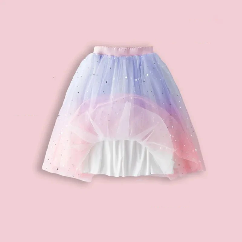 Girls Tutu Skirts Stars Print Princess Petty Girls Dancing Party Skirt Children Gradient Costume Clothes