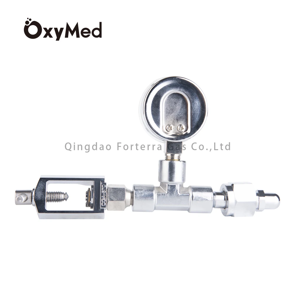 High Pressure Portable Oxygen Tank Cylinder Transfill Adapter CGA540 / CGA870 Gauge Without 36