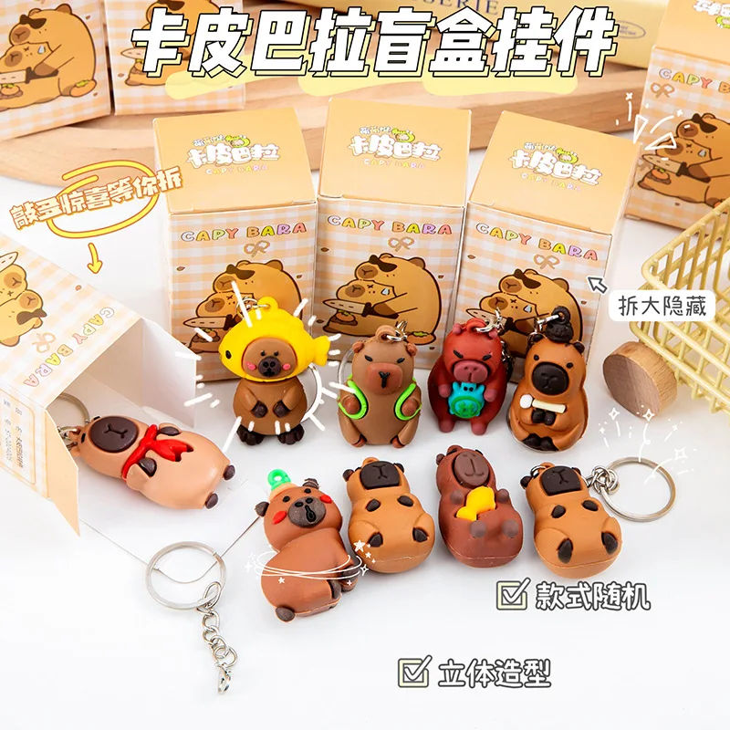 Cute 24pcs/Set Capybara Figure Blind Box Anime Capibara Figures Doll Keychain Pendant Decoration Toy for Children Christmas Gift