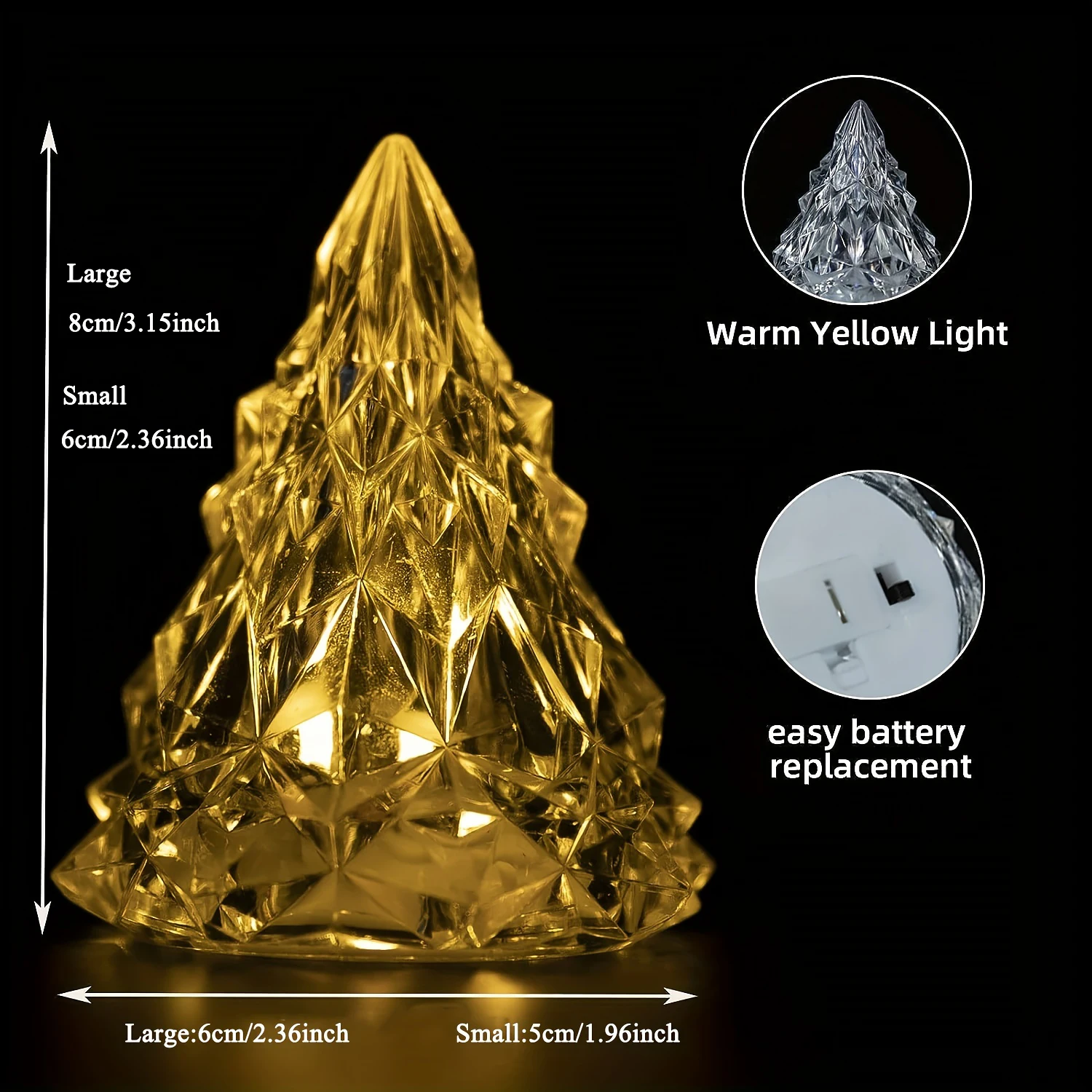 LEDクリスマスツリーライト,電子キャンドルライト,クリスタルナイトライト,デスクオーナメント,装飾ギフト,バレンタインデー