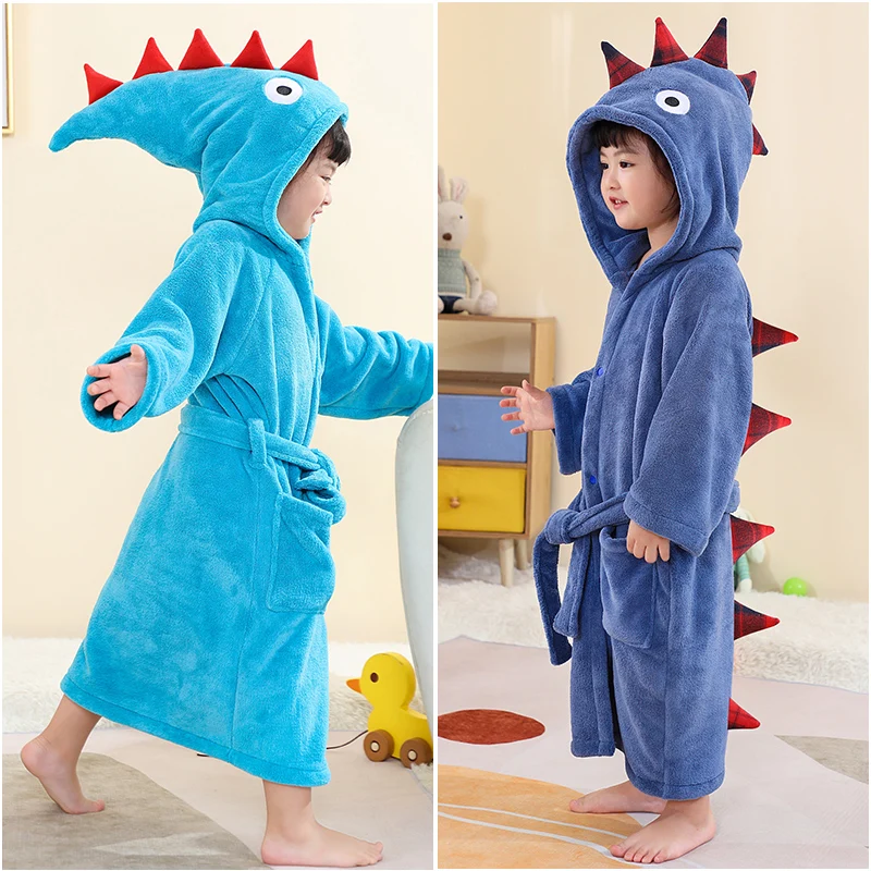 Children Bathrobe Absorbent Warm Baby Bath Robe Kids Hooded Bath Towels Large Bathroom Shower Towel Girl Pajamas Boy Homewear
