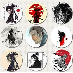 58mm Japanese Manga Miyamoto Musashi Vagabond Bushido Warrior Art Button Pin Brooch Badge for Backpack Accessories Decor Collect