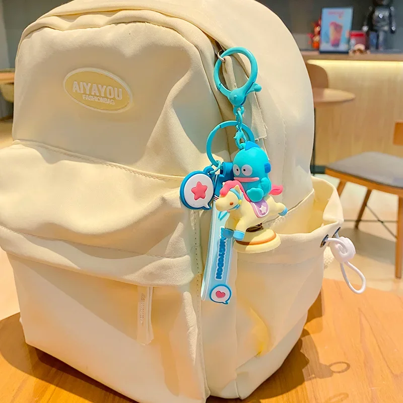 Sanrio Hangyodon nuevo llavero de muñeco de montar Kawaii figura de dibujos animados de Anime accesorios de bolso para niñas llavero de coche encanto juguetes regalos colgantes