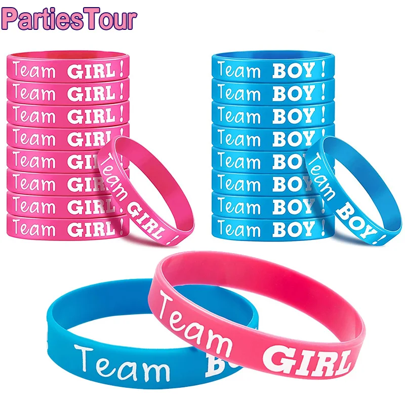 12/24/36/60pcs Gender Reveal Theme Party Bracelet Girl Boy Wrist Decoration Baby Shower Birthday Party Decoration Supplies