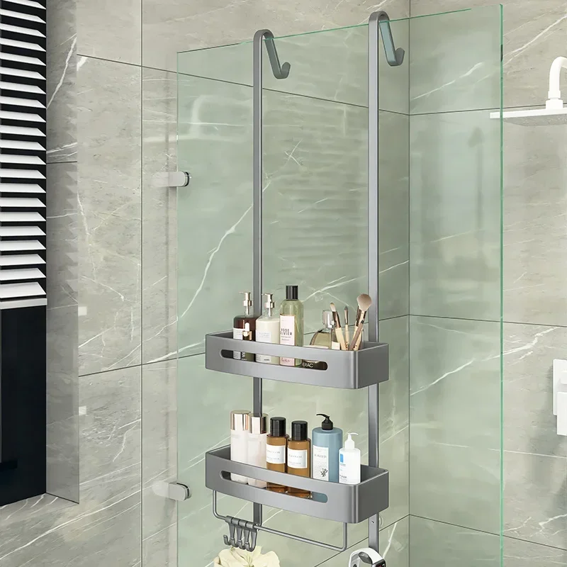 Multifunctional Glass Door Bathroom Shelf, Thickened Storage, Towel Rack, Household Organizer, Modern Cabinet