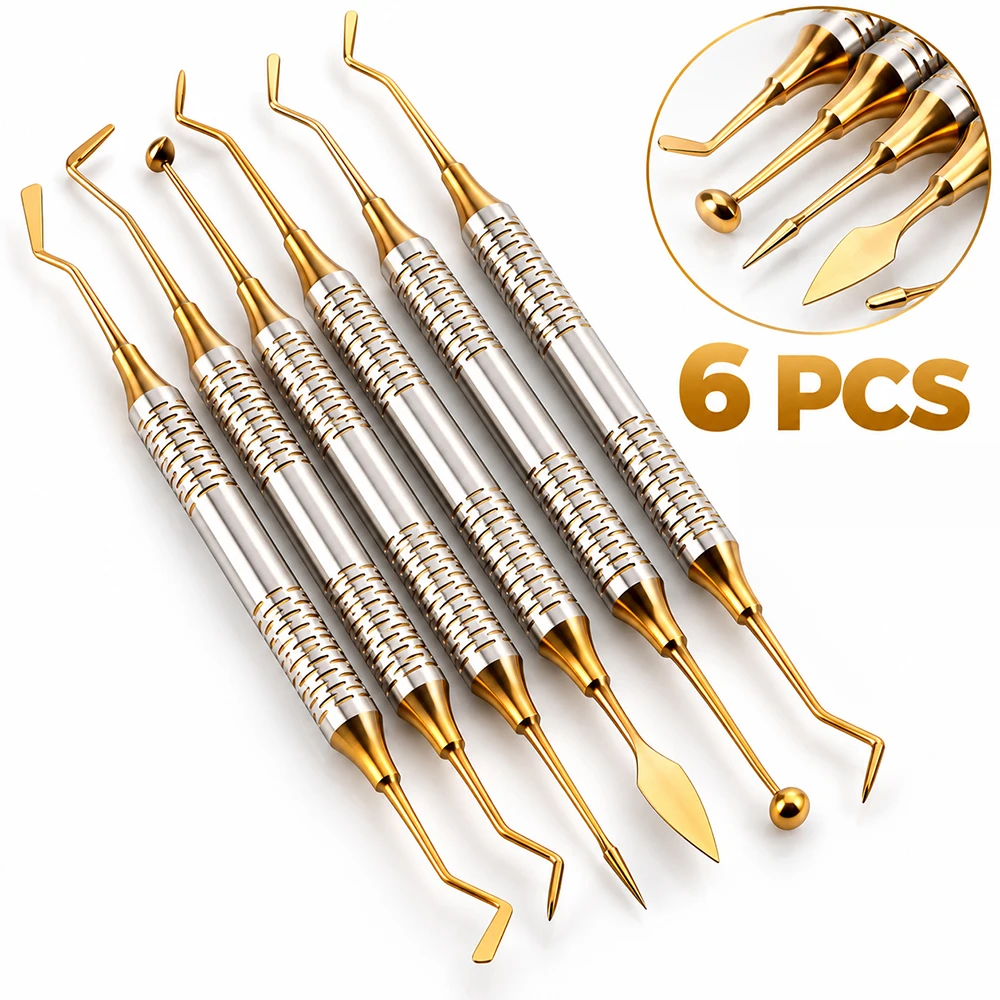 6Pcs Technician Wax Modeling Tool Set, Double Ended Sculpting Carvers with Fine Tips and Grooved Handle for Detail Work