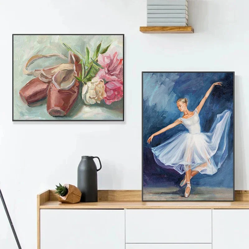Ballet Dancer Colored Lead Painting Canvas Poster White Swan Wall Art Pictures for Living Room Bedroom Modern Home Decor Gift