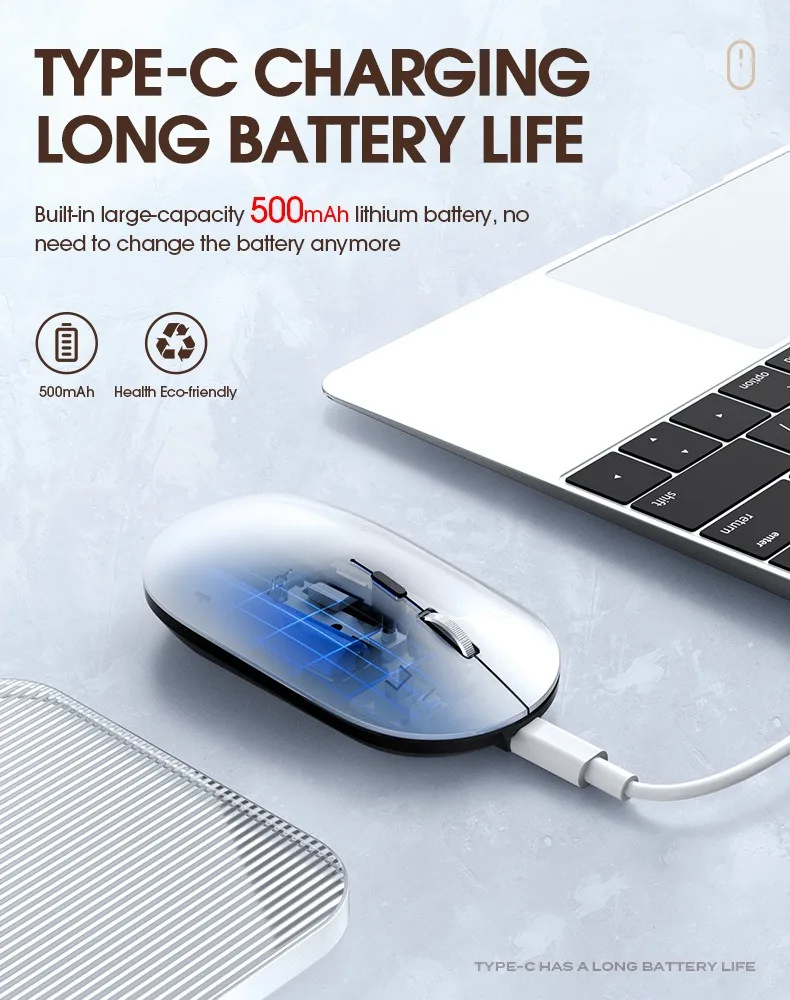 

T-wolf X2 Wireless mouse dual-mode Bluetooth Typec charging laptop tablet Bluetooth mouse mute
