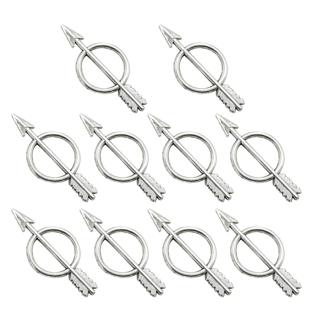 10 PCS Durable Pendants Silver Jewelry Making Bow and Arrow Charm Vintage