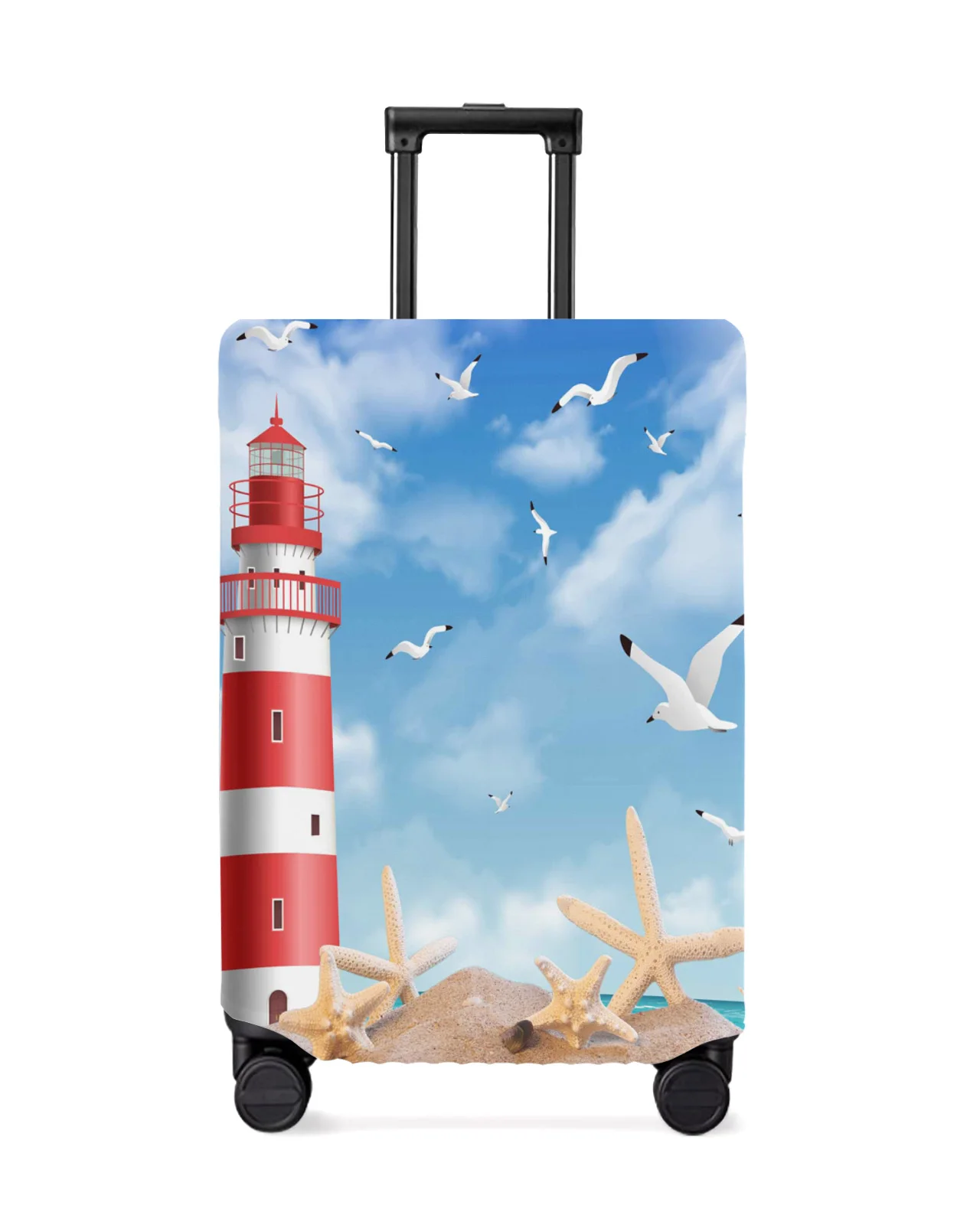 Sea Beach Lighthouse Starfish Seagull Travel Luggage Cover Elastic Baggage Cover Suitcase Case Dust Cover Travel Accessories