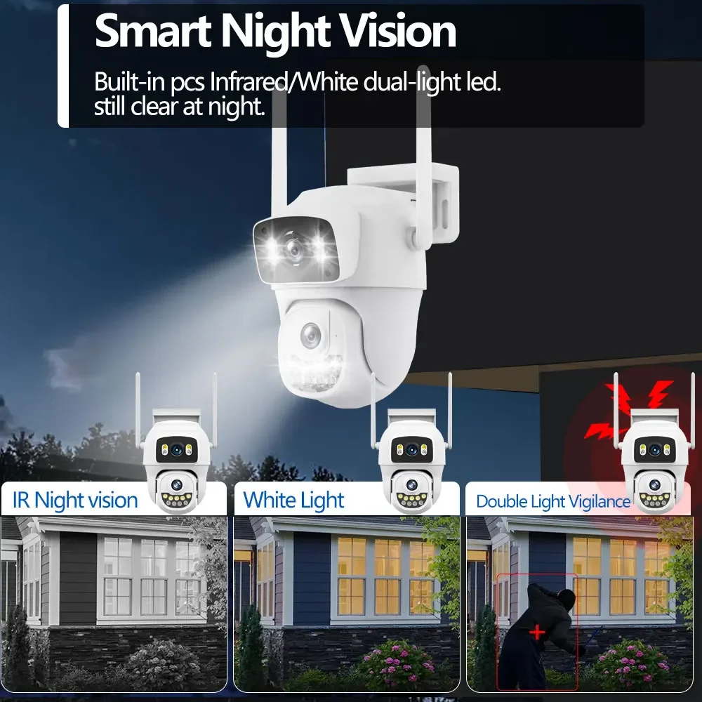 10MP WIFI IP Dual Lens 8MP HD Outdoor PTZ Camera Ai Human Detection Security Protection Waterproof Surveillance HiEasy App
