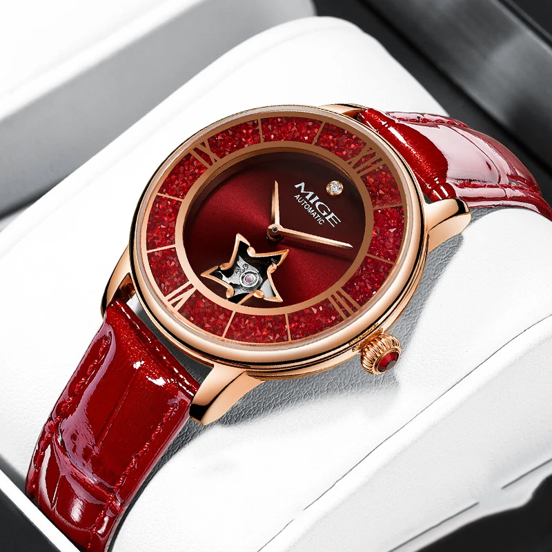 Skeleton Mechanical Watch - MIGE Bayanlar Yıldız İskelet Otomatik Saat