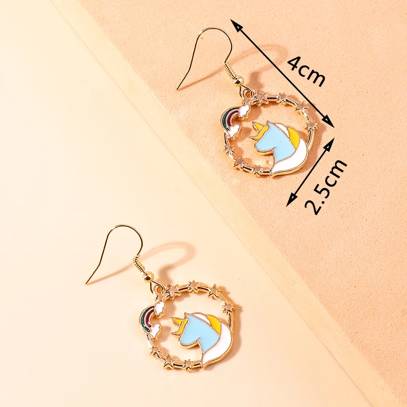 Aihua Cute Enamel Animals Earrings Lovely Cat Paw Duck Unicorn Panda Drop Earring for Women Girls Birthday Gifts Party Jewelry – Detail 7