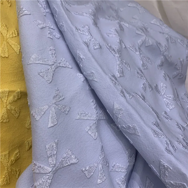 100x145cm Bowknot Embroidered Jacquard Cotton Sewing Fabric Shirt Children Dress Garment Handmade DIY Cloth