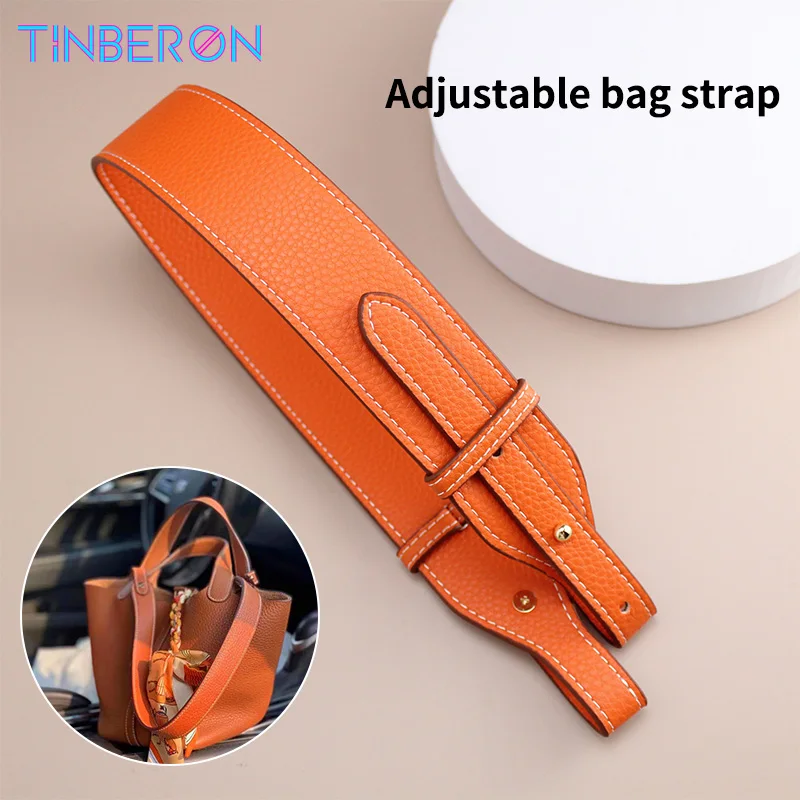 

TINBERON Orange Bag Strap Adjustable Handbag Shoulder Strap Belt Bag Accessories Replacement No Hook Leather Underarm Bag Straps