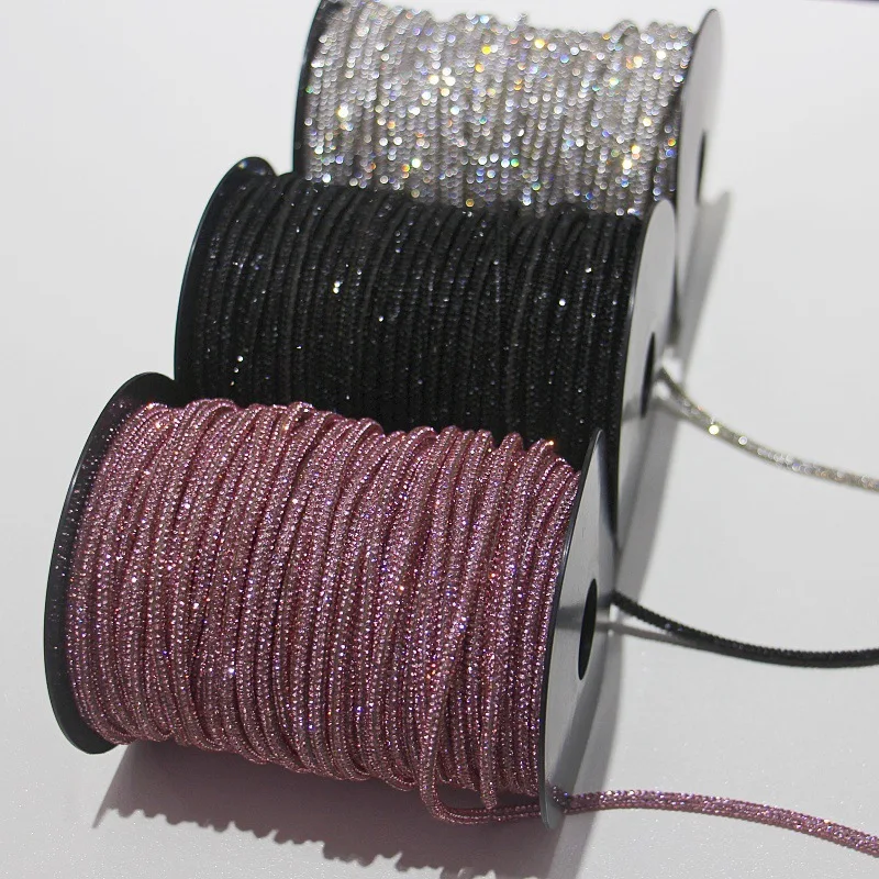50Meters/Roll 4mm 6Row Rhinestone Rope Garment Decoration Accessories Gliter Diamond Strap For Shoelace DIY Multi Colors