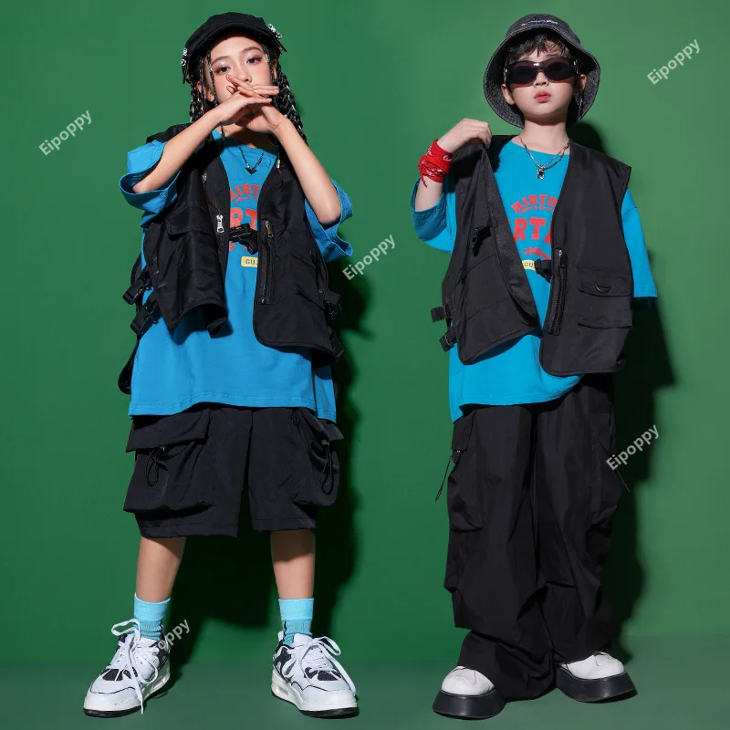 

Hip Hop Boys Vest Shorts Outfits Girls T-shirt Loose Street Dance Joggers Pants Child Jazz Clothes Sets Kids Streetwear