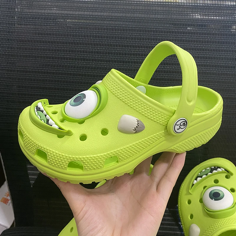 

Летняя противоскользящая уличная повседневная пляжная обувь с рисунком Майка в стиле аниме, тапочки с отверстиями и большими глазами, удобные дышащие сандалии