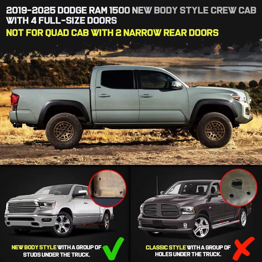Pedane BINARY STAR compatibili con il veicolo Dodge Ram 1500 Crew Cab 2019-2025 (Excl. Modello Classico/Ram 2500 3500). 4 gradini