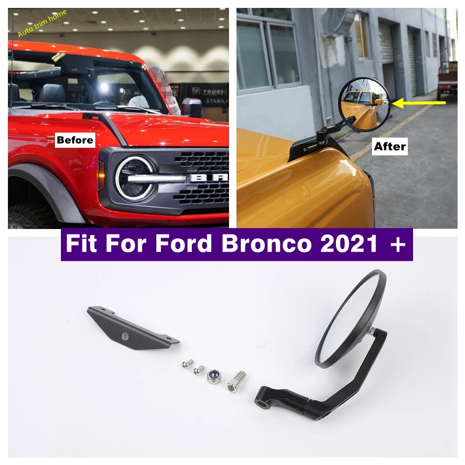 

Engine Hood Rearview Mirror Retrofit Part Degree Adjustable Wide Angle Blind Spot Cover Trim For Ford Bronco 2021 2022 2023 2024