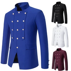 Blazer à boutons pour hommes, manteau vintage, robe de banquet élégante, veste trempée, mode gentleman décontractée, Rhde mariage, 2024