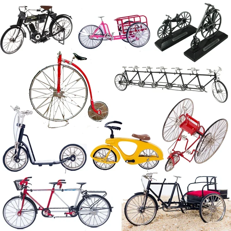 Simulation Bike Model 1:10 Scale Alloy Diecast Racing Tricycle Bike Motorcycle Model Cycling ToyTandem Bike Model Home Decor