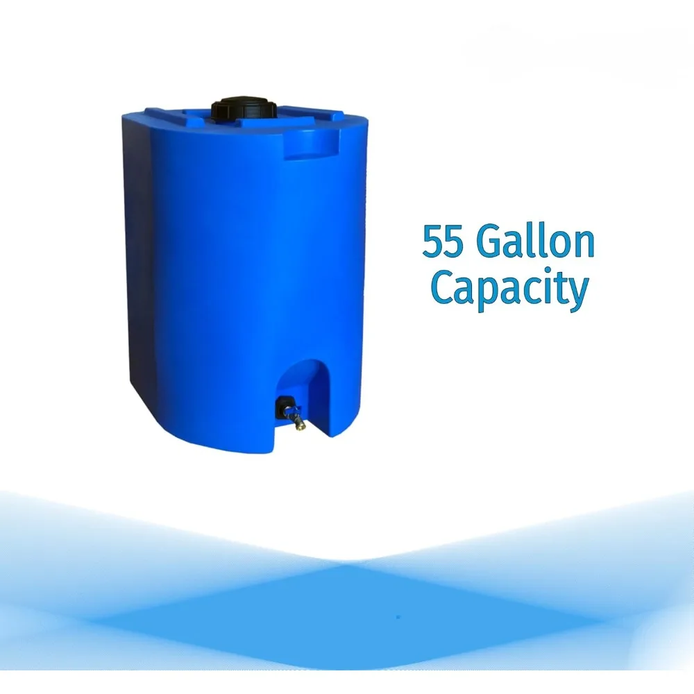 Blue 55 Gallon Water Storage Tank by- Emergency Water Barrel Container with Spigot for Emergency Disaster Prepare