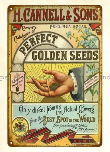 poster wall hanging 1883 H. Cannell & Sons Perfect Golden Seeds metal tin sign