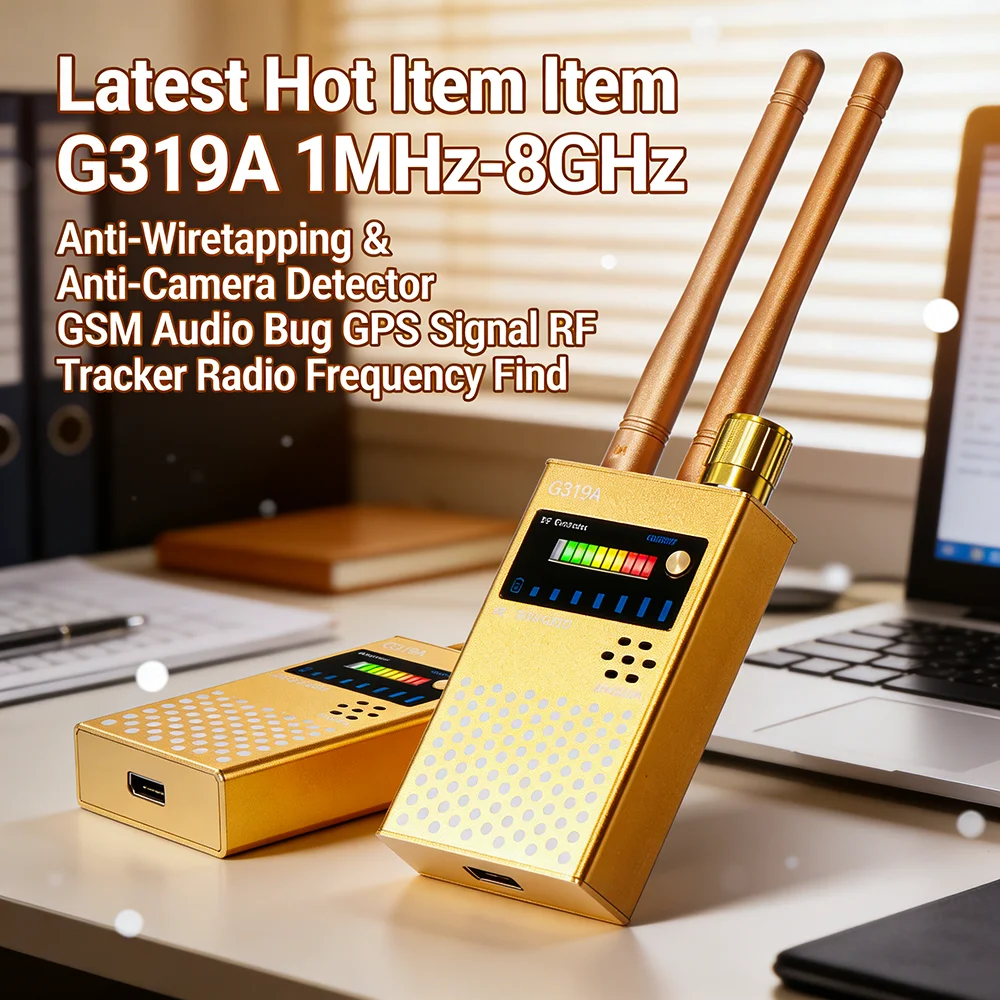 

Новинка! Хит продаж! Детектор G319A 1МГц-8ГГц для обнаружения устройств прослушивания и скрытых камер, GSM-жучков, GPS-трекеров и радиочастотных сигналов.