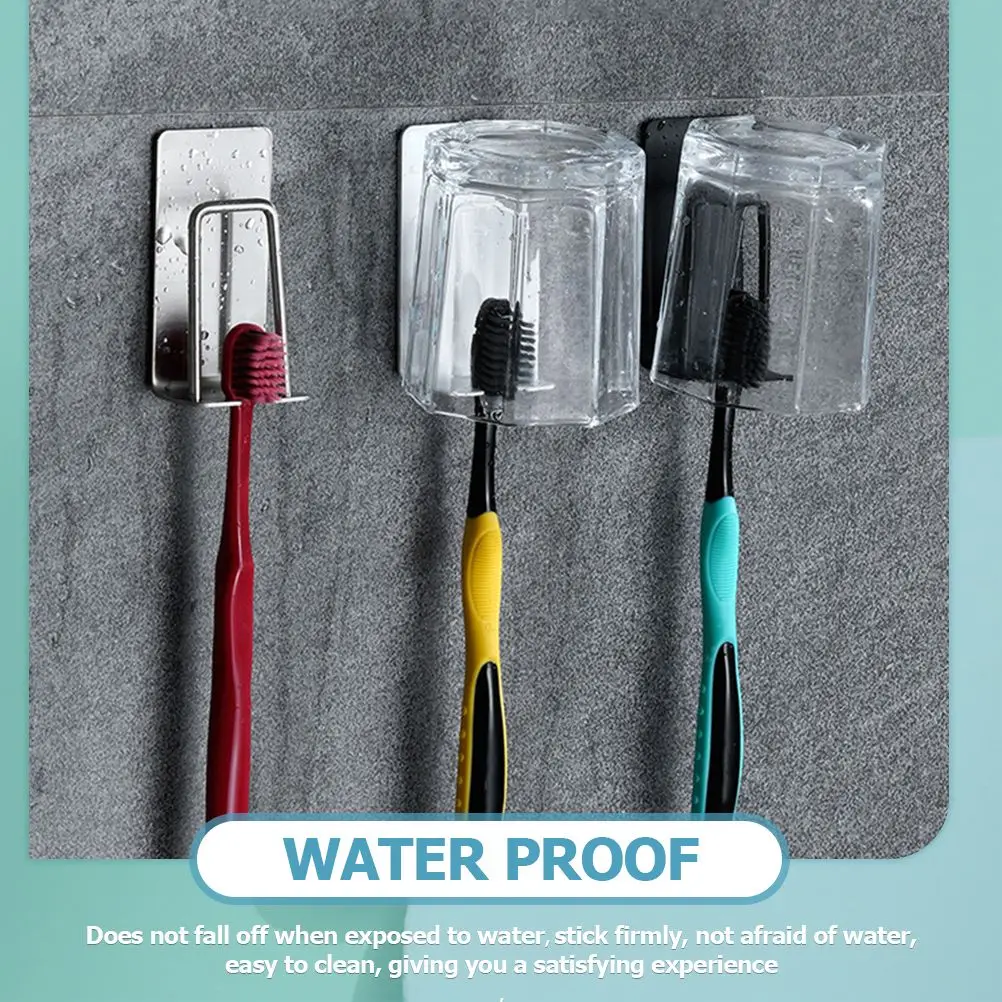 Soporte para cepillos de dientes, estante de acero inoxidable montado en la pared, colgante para baño, almacenamiento eléctrico de viaje, seguro en seco, resistente al agua, 2 uds.