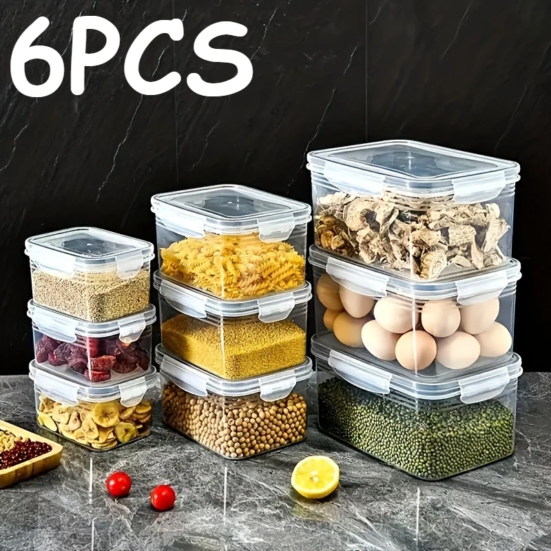 

6 герметичных пищевых контейнеров с крышками | Штабелируемые контейнеры для приготовления еды без BPA для фруктов, овощей, сухих товаров | Можно мыть в посудомоечной машине