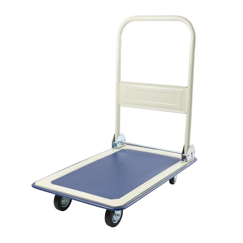 

Jingmu folding flatbed truck supermarket home loading and unloading goods turnover silent metal small trailer