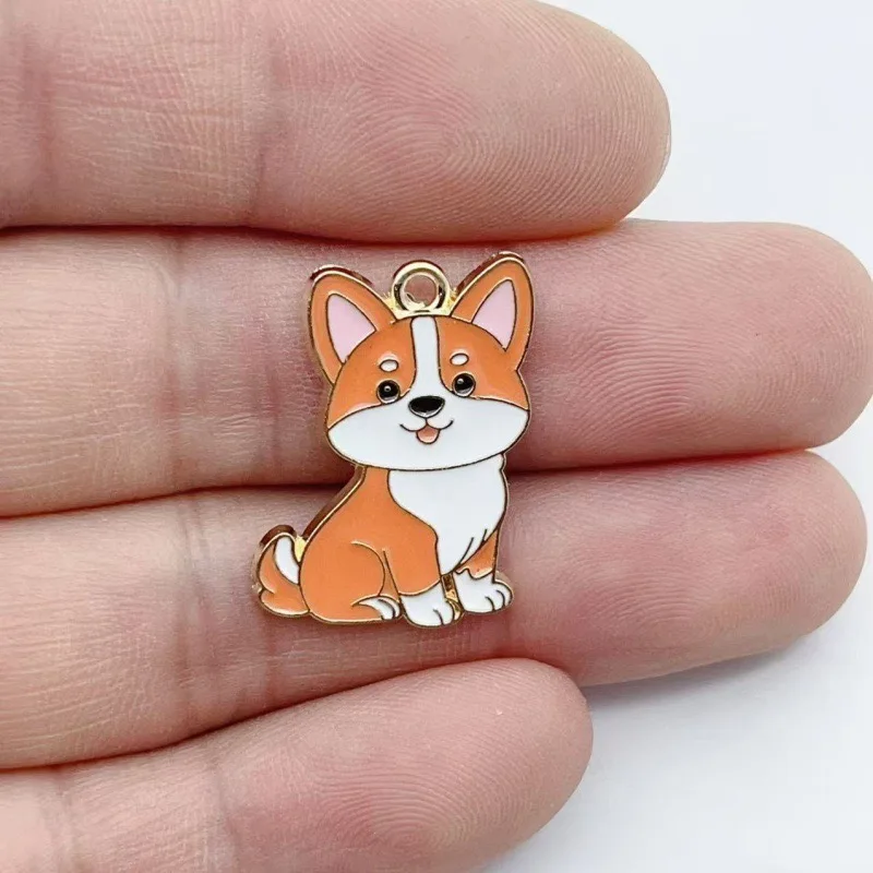 10pcs Cartoon Animal Pet Dog Puppy Footprint DIY Alloy Drip Oil Keychain Necklace Jewelry Pendant Pendant