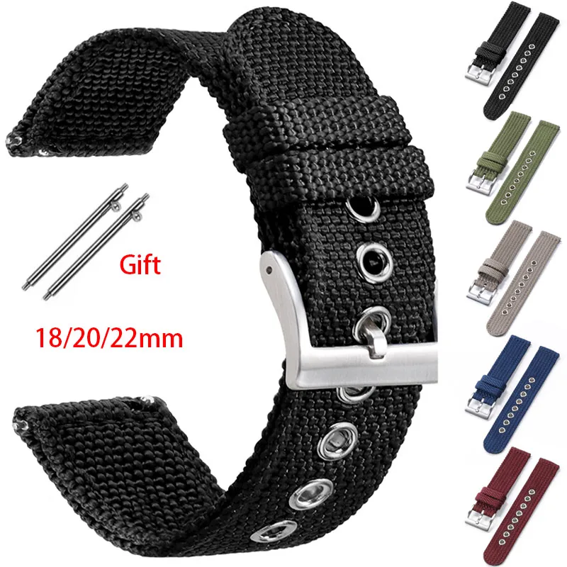 Nylon Strap 18mm 20mm 22mm Band Canvas Wristband Soft Sport Comfortable Watchband Quick Release Universal Replacement Bracelet