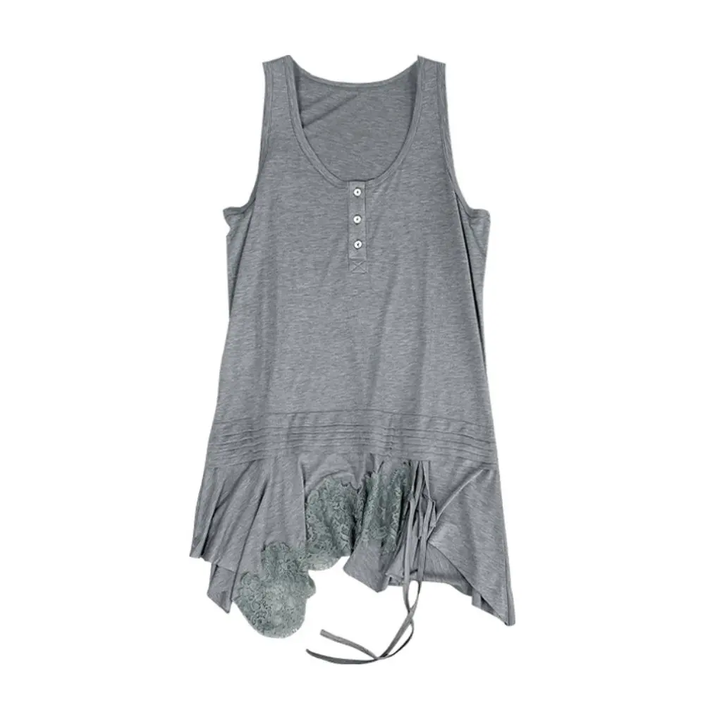 

Nanyou Original Silk Fabric Women's Mid-Length Stacked Inner Vest Lace Stitching Sling Skirt