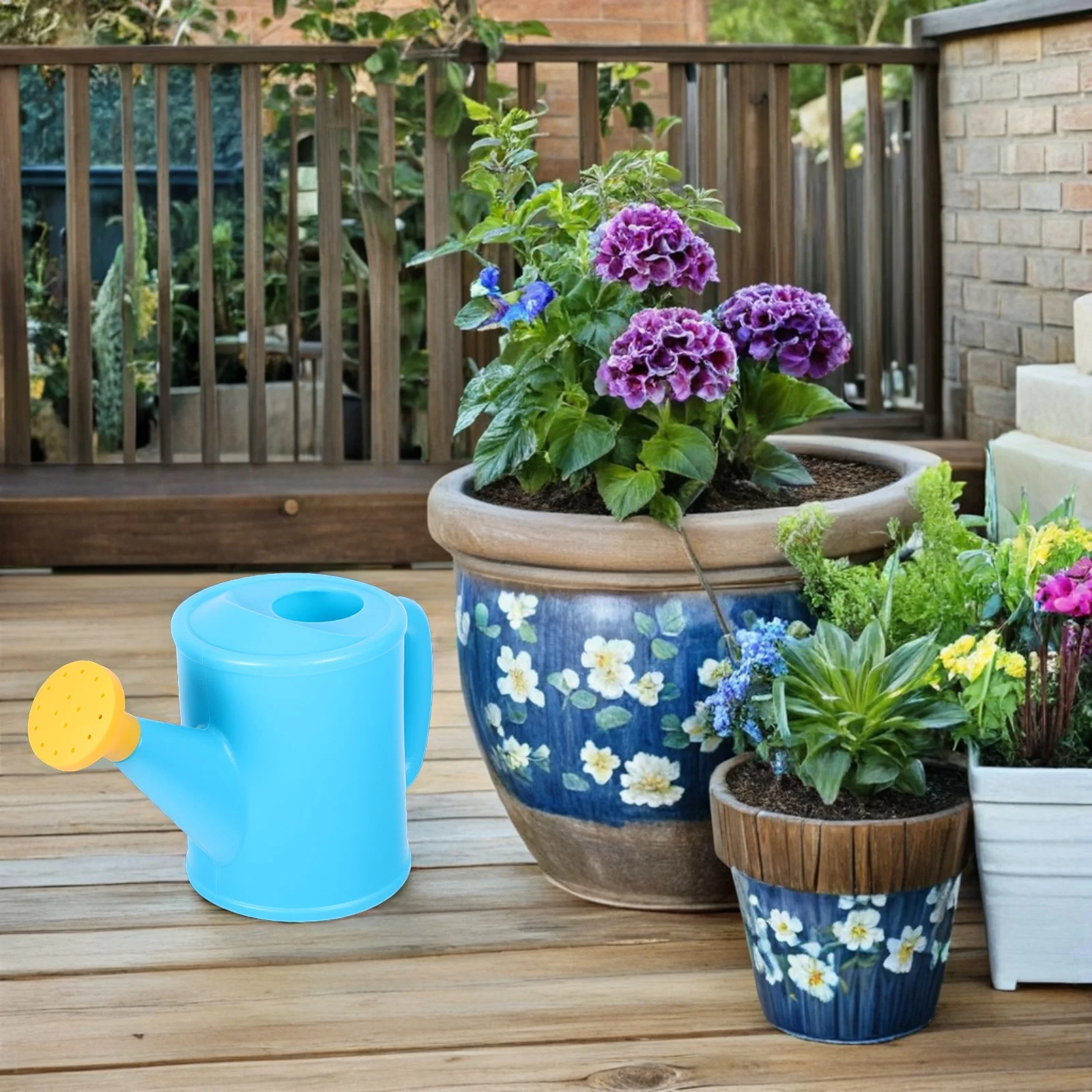 أطفال حديقة مسقاة الأزرق المحمولة البلاستيك اناء للزهور للأطفال في الهواء الطلق الرمال الشاطئ داخلي النبات البخاخ أداة حديقة صغيرة #1