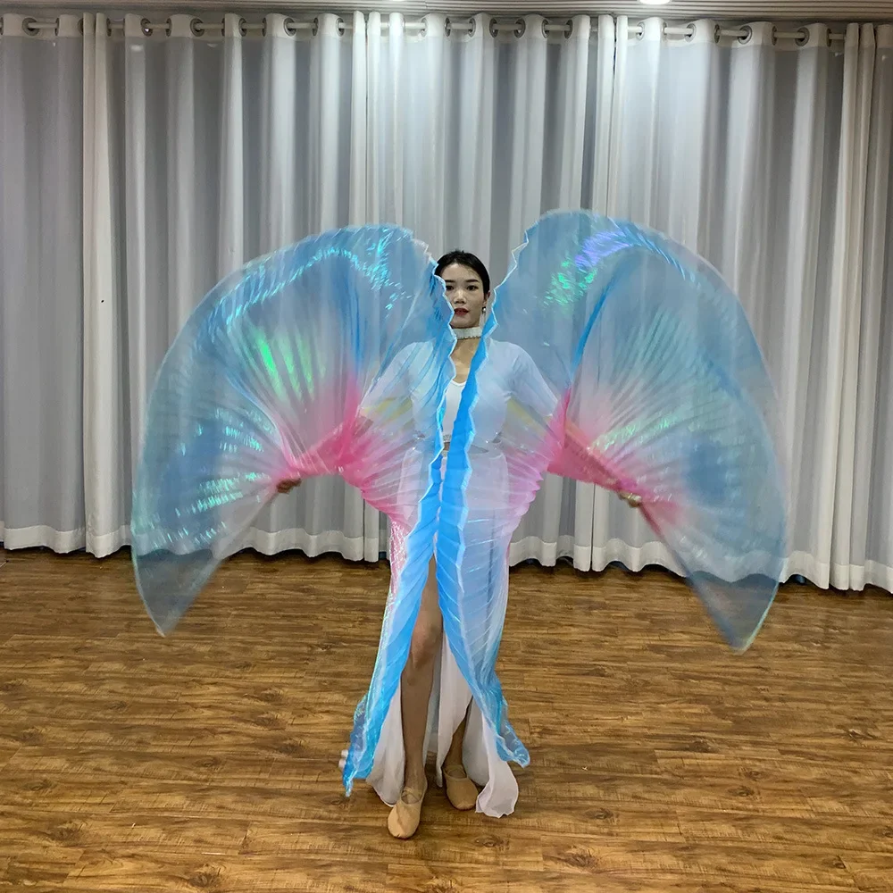 360 Degrees Women  Belly Dance Prop Gold Wings Egyptian Indian Dance Transparent Color Three Colors Red Yellow Blue Gradient