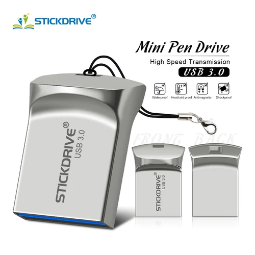Unidad Flash USB 3,0 16GB Pen Drive 64GB 32GB Mini Memory Stick de Metal de alta velocidad 128GB Flash U dispositivos de almacenamiento de disco