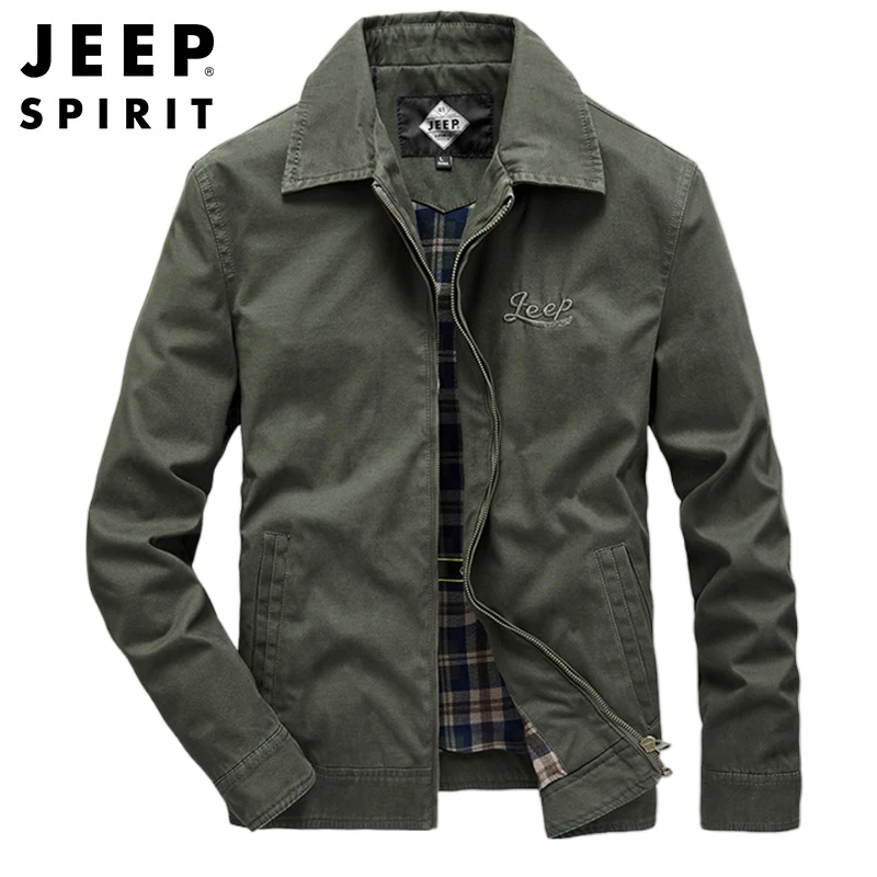 JEEP SPIRIT Spring and Autumn Jacket Men Loose Slim Casual Stand Collar Embroidered High Quality Top Clothes