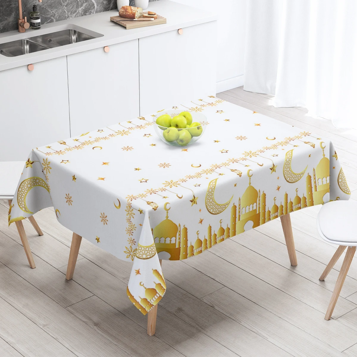 PVC Eid Mubarak Restaurant Decoration Tablecloth Ramadan Home Decor Islamic Art Rectangular Waterproof Cover Table Mesas Mantel