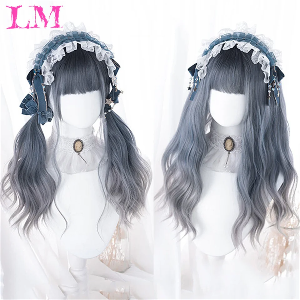 LM Ashely Black Wig Female Headband Body Wavy Rose Hair Net Models in French Bangs High Quality Simulation Hair Synthetic Wig